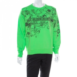 Burberry Bright Apple Green Doodle Print Madon Sweatshirt M
