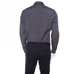 Pre Owned قميص بربري لندن قطن مرن أزرار أمامية رمادي M