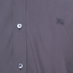 Pre Owned قميص بربري لندن قطن مرن أزرار أمامية رمادي M