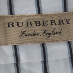 مملوكة مسبقًا  قميص بربري بأكمام قصيرة مزين بياقة منقطة قطن مخطط أبيض و أسود XL