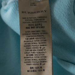 Pre Owned Burberry Light Blue Cotton Knit Equestrian Logo Hoodie L