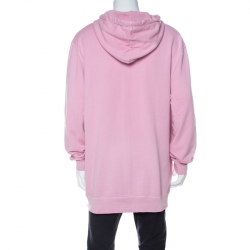 Pre Owned Burberry Light Pink Cotton Equestrian Logo Neon Drawstring Detail Hoodie XL