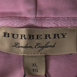 Pre Owned Burberry Light Pink Cotton Equestrian Logo Neon Drawstring Detail Hoodie XL
