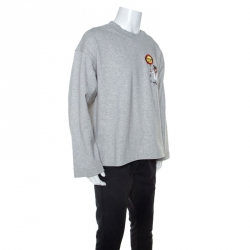 Pre Owned سويتشيرت بربري رقبة مستديرة تفاصيل مطرز تريكو رمادي L