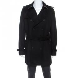 Burberry Black Wool Cashmere Trench Coat 3XL