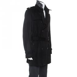 Burberry Black Wool Cashmere Trench Coat 3XL