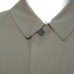 Pre Owned Burberry Chalk Green Cotton Brighton Extra Long Trench Coat 3XL