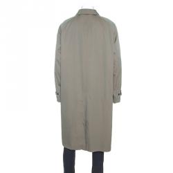 Pre Owned Burberry Chalk Green Cotton Brighton Extra Long Trench Coat 3XL