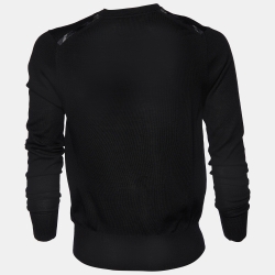 Pre Owned Burberry Black Wool V-Neck Sweater M