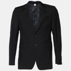 Burberry Black Wool Button Front Blazer M