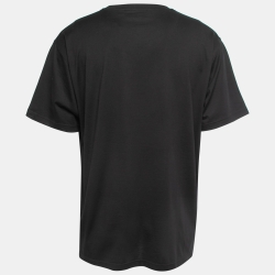 Burberry Black Cotton Logo Patch Detail Crew Neck T-Shirt L