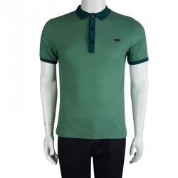 Pre Owned تي شيرت بولو بربري لندن ياقة مغايرة أخضر فاتح S