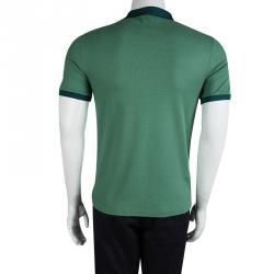 Pre Owned تي شي رت بولو بربري لندن ياقة مغايرة أخضر فاتح S