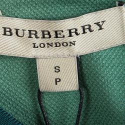 Pre Owned تي شيرت بولو بربري لندن ياقة مغايرة أخضر فاتح S