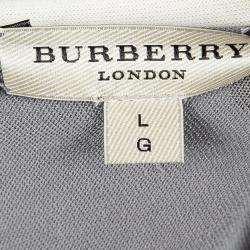 Burberry Grey Melange Knit Contrast Trim Button Front Cardigan L