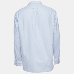 Pre Owned Burberry Blue Cotton Long Sleeve Button Front Shirt XL