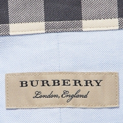 Pre Owned Burberry Blue Cotton Long Sleeve Button Front Shirt XL