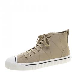 Burberry Beige Canvas Kilbourne High Top Sneakers Size 43