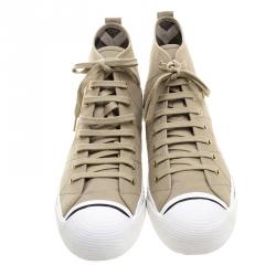 Burberry Beige Canvas Kilbourne High Top Sneakers Size 43