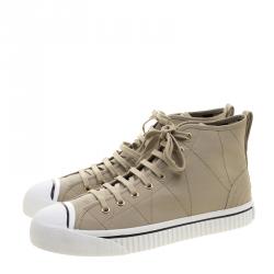 Burberry Beige Canvas Kilbourne High Top Sneakers Size 43