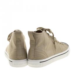 Burberry Beige Canvas Kilbourne High Top Sneakers Size 43
