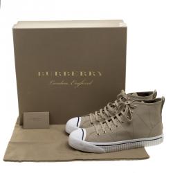 Burberry Beige Canvas Kilbourne High Top Sneakers Size 43
