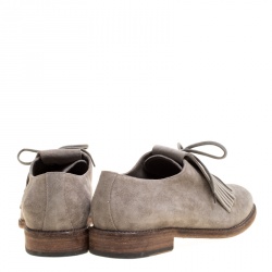 مملوكة مسبقًا Burberry Grey Suede Ampney Fringe Detail Oxfords Size 43