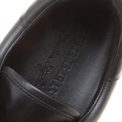 Burberry Black Leather and London Check Canvas Ritson Low Top Sneakers Size 45