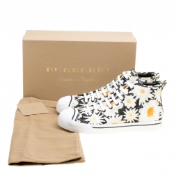 Burberry Black Floral Print Canvas Kingly High Top Sneakers Size 44