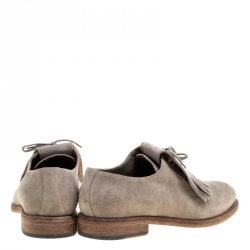 Pre Owned Burberry Grey Suede Ampney Fringe Detail Derby Size 43