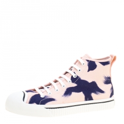 Burberry Pink Painted Bird Canvas Birdskingly High Top Sneakers Size 43