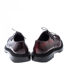 Pre Owned Burberry Burgundy Leather Lace Up Platform Creepers Size 44