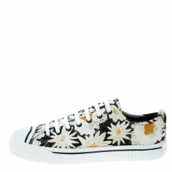 Burberry Black Floral Print Canvas Kingly Low Top Sneakers Size 43