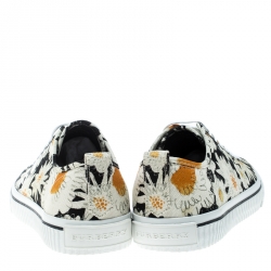 Burberry Black Floral Print Canvas Kingly Low Top Sneakers Size 43