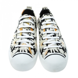 Burberry Black Floral Print Canvas Kingly Low Top Sneakers Size 43