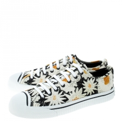 Burberry Black Floral Print Canvas Kingly Low Top Sneakers Size 43