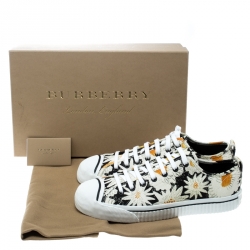 Burberry Black Floral Print Canvas Kingly Low Top Sneakers Size 43