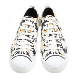Burberry Black Floral Print Canvas Kingly Low Top Sneakers Size 44