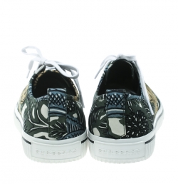 Burberry Green Printed Fabric Rubber Cap Toe Low Top Sneakers Size 45
