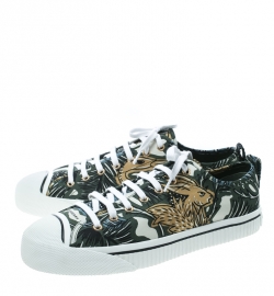 Burberry Green Printed Fabric Rubber Cap Toe Low Top Sneakers Size 45