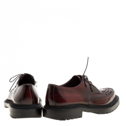 Pre Owned Burberry Burgundy Leather Lace Up Platform Creepers Size 45