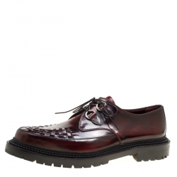 Pre Owned Burberry Burgundy Leather Lace Up Platform Creepers Size 45