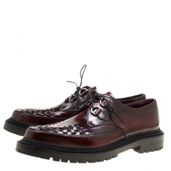 Pre Owned Burberry Burgundy Leather Lace Up Platform Creepers Size 45