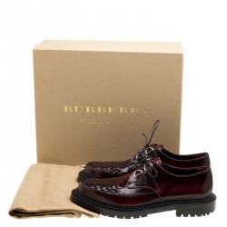 Pre Owned Burberry Burgundy Leather Lace Up Platform Creepers Size 45