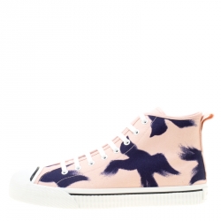Burberry Pink Painted Bird Canvas Birdskingly High Top Sneakers Size 45
