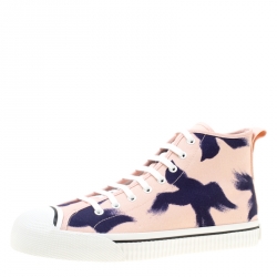 Burberry Pink Painted Bird Canvas Birdskingly High Top Sneakers Size 45