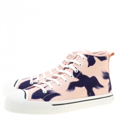 Burberry Pink Painted Bird Canvas Birdskingly High Top Sneakers Size 45