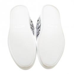 Burberry White Leather Albert Bprin Printed Low Top Sneakers Size 45