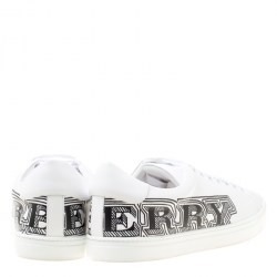 Burberry White Leather Albert Bprin Printed Low Top Sneakers Size 45
