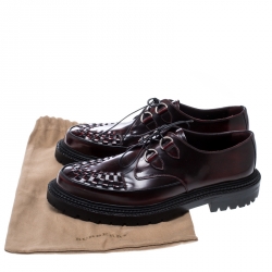 Pre Owned Burberry Burgundy Leather Lace Up Platform Creepers Size 45